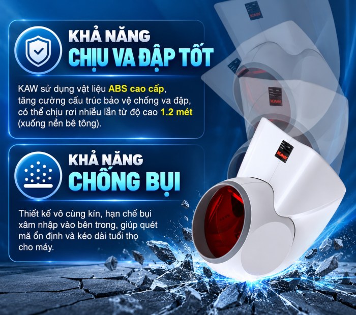 Máy Quét Mã Vạch Để Bàn KAW MS7120 Quét Đa Hướng 20 Tia Laser, Tự Động Nhận Mã, Cắm Là Dùng