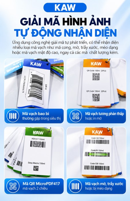 Máy Quét Mã Vạch Cầm Tay KAW NLS-HR22 Đọc Mã 1D/2D, QR Code Trên Giấy Và Màn Hình, Chống Rơi 1.2m