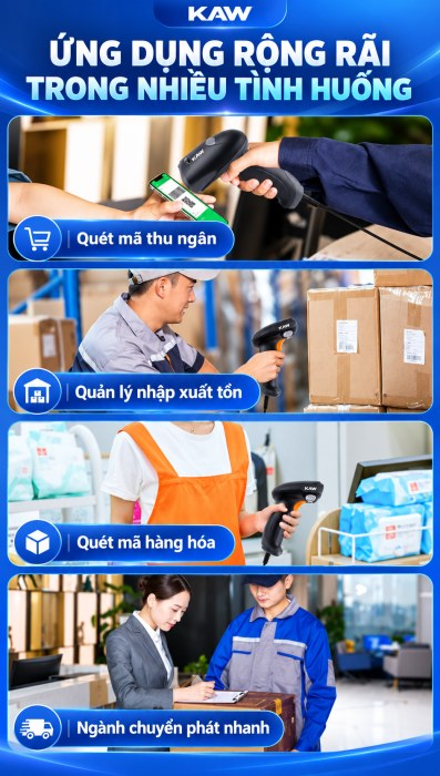 Máy Quét Mã Vạch Cầm Tay KAW NLS-HR22 Đọc Mã 1D/2D, QR Code Trên Giấy Và Màn Hình, Chống Rơi 1.2m