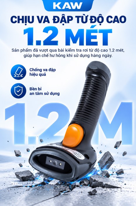 Máy Quét Mã Vạch 2D KAW NLS-OY20 Có Dây USB, Đọc QR Code Trên Màn Hình Điện Thoại, Chuẩn IP42