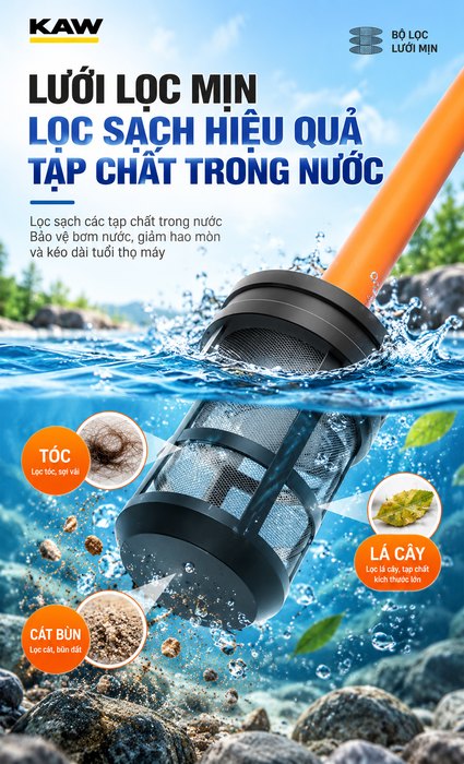 Máy Rửa Xe Cao Áp KAW 1200W Có Cuộn Ống, Động Cơ Lõi Đồng, Khung Kim Loại, Lưu Lượng 6L/Phút