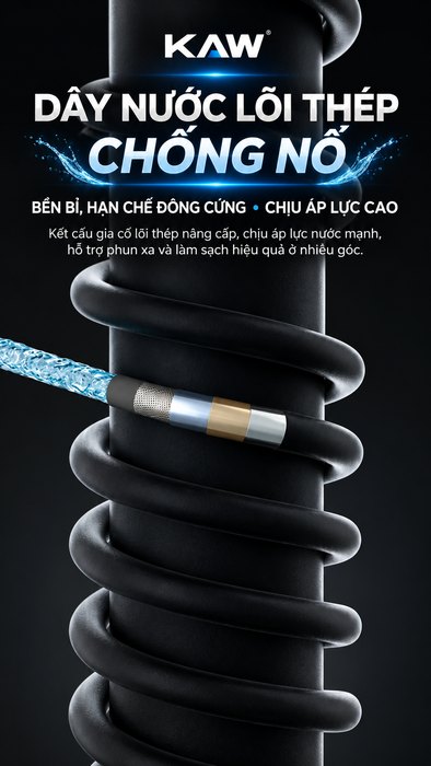 Máy Rửa Xe Cao Áp Thương Mại KAW 3000W Có Cuộn Dây, Đầu Bơm Trục Khuỷu Lõi Đồng, Phun Xa 8-15m