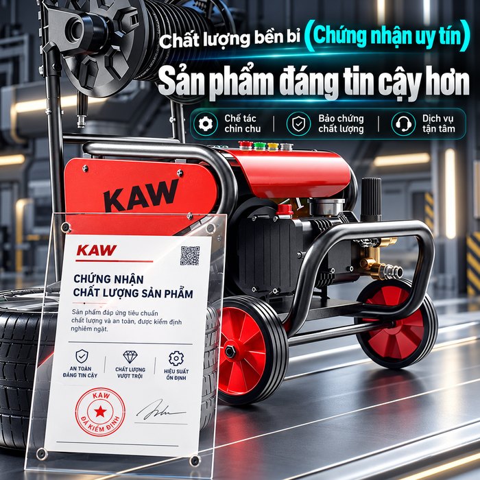 Máy Rửa Xe Cao Áp KAW AK01 Động Cơ Không Chổi Than Lõi Đồng, Vỏ Kim Loại, Hút Nước 2 Chế Độ, Dây 10m