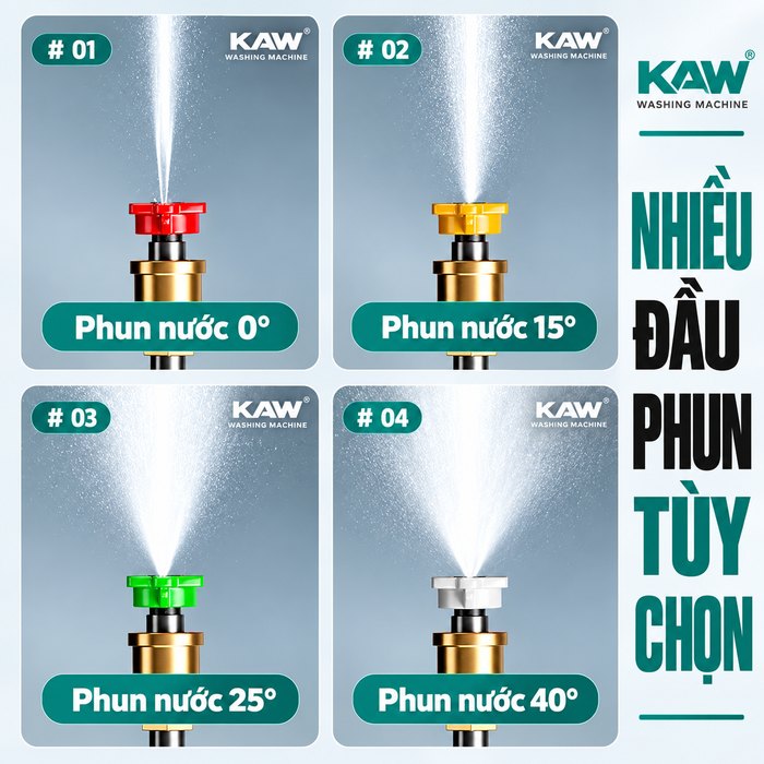 Máy Rửa Xe Cao Áp KAW AK01 Động Cơ Không Chổi Than Lõi Đồng, Vỏ Kim Loại, Hút Nước 2 Chế Độ, Dây 10m