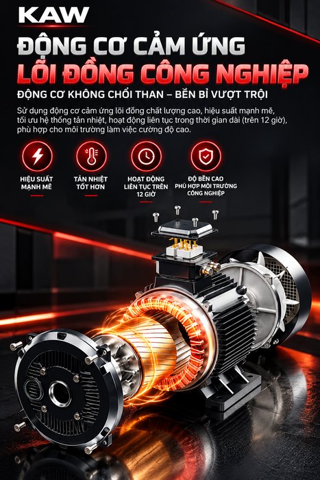 Máy Rửa Xe Cao Áp KAW Có Cuộn Ống Kim Loại, Động Cơ Cảm Ứng Lõi Đồng 4 Cực, Pít-tông Phủ Gốm, Chống Nước IPX5