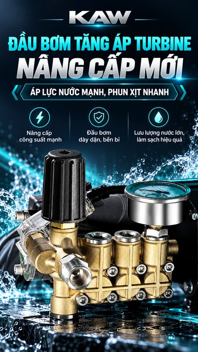 Máy Rửa Xe Cao Áp KAW Công Nghiệp Thế Hệ Mới Có Cuộn Ống Thương Mại, Động Cơ Cảm Ứng Không Chổi Than, Phun Xa 8-18m