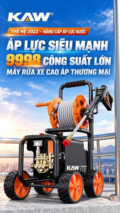 Máy Rửa Xe Cao Áp KAW GX-10 Thương Mại Có Cuộn Dây, Động Cơ Cảm Ứng Lõi Đồng Không Chổi Than, 10-25MPa, 720L/H