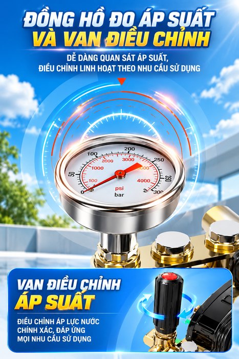 Máy Rửa Xe Cao Áp Gia Đình KAW Động Cơ Cảm Ứng JCS, Thân Inox, Có Cuộn Dây, Phun Xa 8-15m, Điện 220V