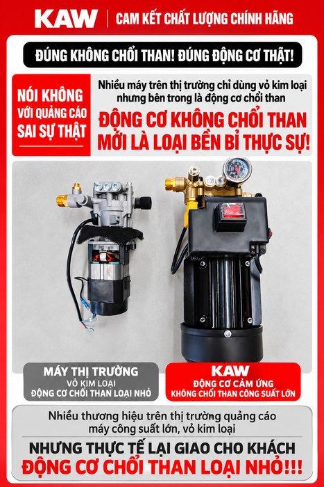 Máy Rửa Xe Cao Áp KAW K3 Động Cơ Cảm Ứng Không Chổi Than, Áp Lực 25MPa, Vỏ Kim Loại, Có Cuộn Dây