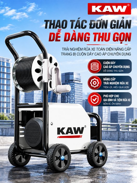 Máy Rửa Xe Cao Áp KAW Snow Eagle K8 4000W, Áp Lực 22.5MPa, Lưu Lượng 1080L/H, Có Cuộn Dây 10m