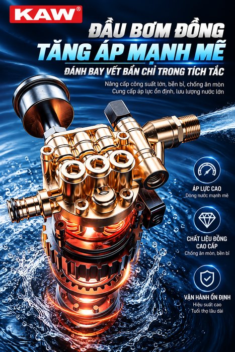 Máy Rửa Xe Cao Áp KAW Snow Eagle K8 4000W, Áp Lực 22.5MPa, Lưu Lượng 1080L/H, Có Cuộn Dây 10m