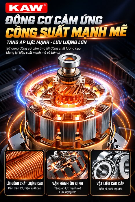 Máy Rửa Xe Cao Áp KAW Snow Eagle K8 4000W, Áp Lực 22.5MPa, Lưu Lượng 1080L/H, Có Cuộn Dây 10m