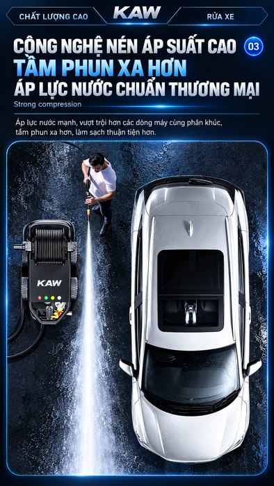 Máy Rửa Xe Cao Áp KAW T8 Có Cuộn Dây, Động Cơ Cảm Ứng Lõi Đồng 11kW, Đầu Bơm Trục Khuỷu Đồng, Áp Lực 30MPa