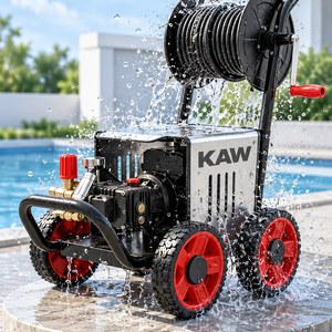Máy Rửa Xe Cao Áp Thương Mại KAW 3000W Có Cuộn Dây, Đầu Bơm Trục Khuỷu Lõi Đồng, Phun Xa 8-15m