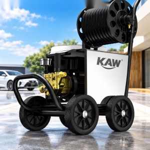 Máy Rửa Xe Cao Áp Gia Đình KAW Động Cơ Cảm Ứng JCS, Thân Inox, Có Cuộn Dây, Phun Xa 8-15m, Điện 220V