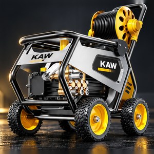 Máy Rửa Xe Cao Áp KAW Khung Thép Bánh Địa Hình, Động Cơ Đồng Không Chổi Than, Cuộn Dây 90m, Áp Lực 8-35MPa, 920L/H