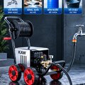 Máy Rửa Xe Cao Áp KAW Có Cuộn Dây, Động Cơ Cảm Ứng Lõi Đồng, Đầu Bơm Thương Hiệu Ý, 4 Bánh Xe
