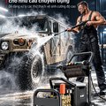 Máy Rửa Xe Cao Áp KAW Có Cuộn Ống Kim Loại, Động Cơ Cảm Ứng Lõi Đồng 4 Cực, Pít-tông Phủ Gốm, Chống Nước IPX5