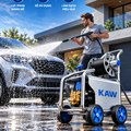Máy Rửa Xe Cao Áp KAW E1002J Thân Inox Kèm Cuộn Dây, Động Cơ Không Chổi Than, Chống Nước IPX5