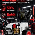 Máy Rửa Xe Cao Áp KAW Vỏ Inox Có Cuộn Dây, Động Cơ Cảm Ứng 4 Cực, Đầu Bơm Đồng, 5 Đầu Phun