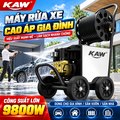 Máy Rửa Xe Cao Áp Gia Đình KAW Động Cơ Cảm Ứng JCS, Thân Inox, Có Cuộn Dây, Phun Xa 8-15m, Điện 220V