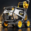 Máy Rửa Xe Cao Áp KAW Khung Thép Bánh Địa Hình, Động Cơ Đồng Không Chổi Than, Cuộn Dây 90m, Áp Lực 8-35MPa, 920L/H