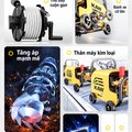 Máy Rửa Xe Cao Áp Di Động KAW Dòng PRO CT Có Cuộn Dây, Vỏ Kim Loại, Áp Lực 145 Bar, Điện 220V