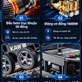 Máy Rửa Xe Cao Áp KAW T8 Có Cuộn Dây, Động Cơ Cảm Ứng Lõi Đồng 11kW, Đầu Bơm Trục Khuỷu Đồng, Áp Lực 30MPa