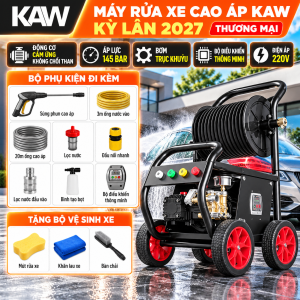 Máy Rửa Xe Cao Áp KAW Kỳ Lân 2027 Thương Mại Có Cuộn Dây, Động Cơ Cảm Ứng Không Chổi Than, Bơm Trục Khuỷu, Bộ Điều Khiển Thông Minh