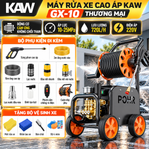 Máy Rửa Xe Cao Áp KAW GX-10 Thương Mại Có Cuộn Dây, Động Cơ Cảm Ứng Lõi Đồng Không Chổi Than, 10-25MPa, 720L/H