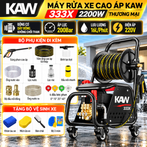 Máy Rửa Xe Cao Áp KAW 333X 2200W Có Cuộn Dây Kim Loại, Động Cơ Cảm Ứng Dây Đồng, Áp Lực 200Bar, 16L/Phút