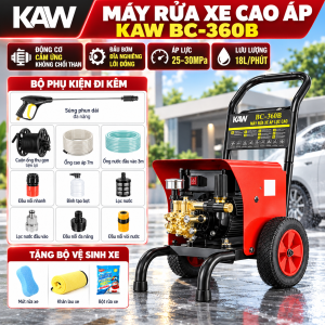Máy Rửa Xe Cao Áp KAW BC-360B 6800W Động Cơ Cảm Ứng Lõi Đồng, Đầu Bơm Đĩa Nghiêng, Áp Lực 25-30MPa, 18L/Phút