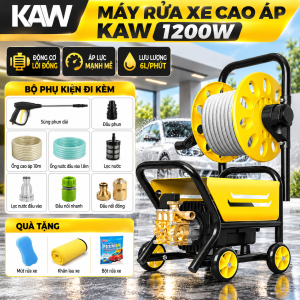 Máy Rửa Xe Cao Áp KAW 1200W Có Cuộn Ống, Động Cơ Lõi Đồng, Khung Kim Loại, Lưu Lượng 6L/Phút