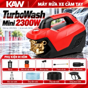 Máy Rửa Xe Cầm Tay KAW TurboWash Mini 2300W - Máy Rửa Xe Gia Đình Nhỏ Gọn, Áp Lực Siêu Mạnh