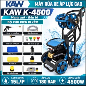 Máy Rửa Xe Cao Áp KAW K-4500 Màu Xanh, Lõi Đồng, Siêu Mạnh Mẽ, Dây Cao Áp 20m