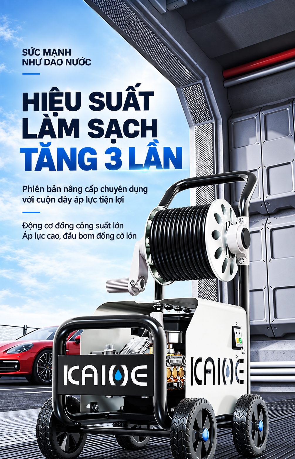 Máy rửa xe KAIHE Snow Eagle 190 hiệu suất làm sạch tăng 3 lần