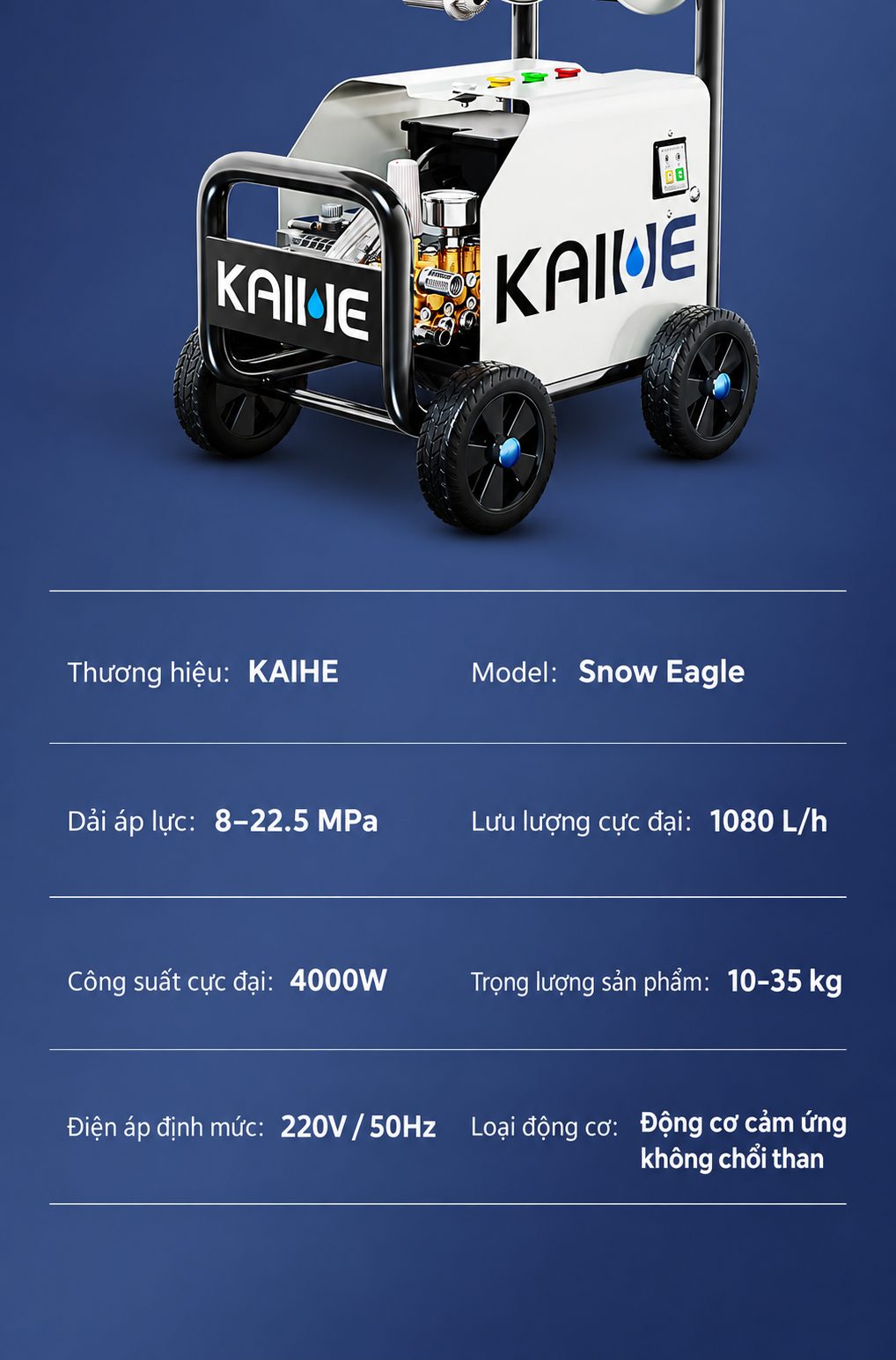 Thông số kỹ thuật máy rửa xe KAIHE Snow Eagle 190