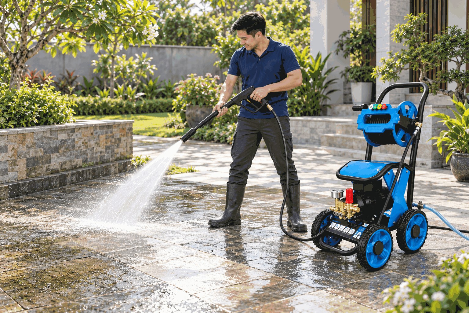 Máy rửa xe cao áp KAW K-4500 xịt rửa sân vườn, sân gạch