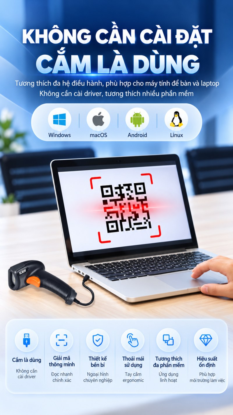 Máy quét KAW NLS-HR22 cắm là dùng, tương thích nhiều hệ điều hành