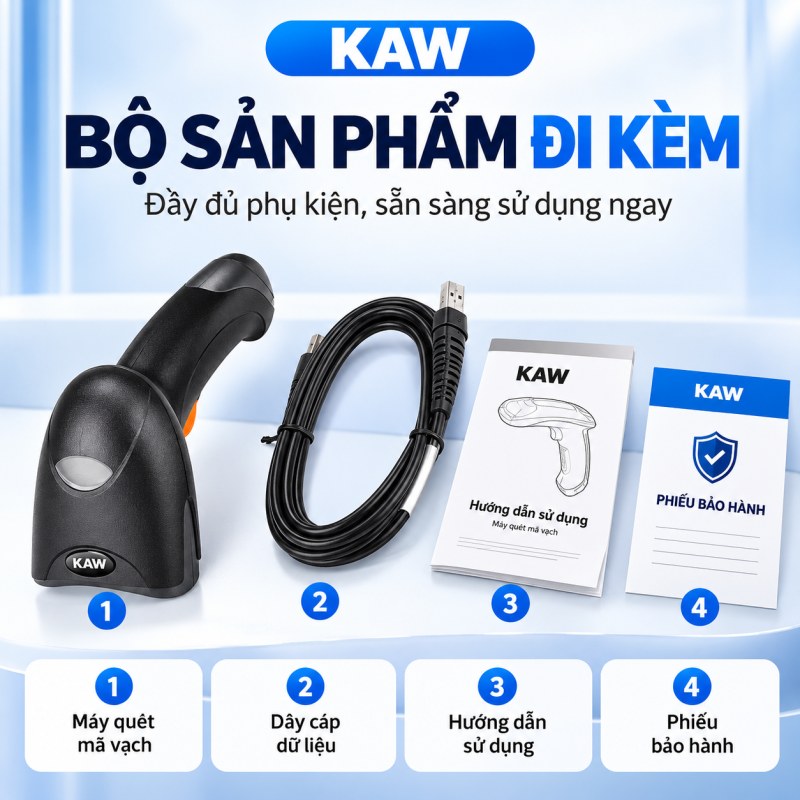Bộ sản phẩm máy quét mã vạch KAW NLS-HR22