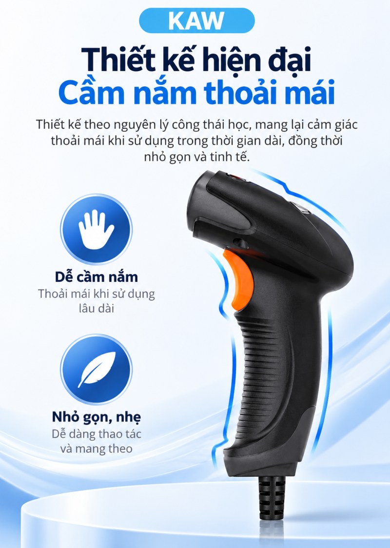 Thiết kế hiện đại, cầm nắm thoải mái của máy quét KAW NLS-HR22