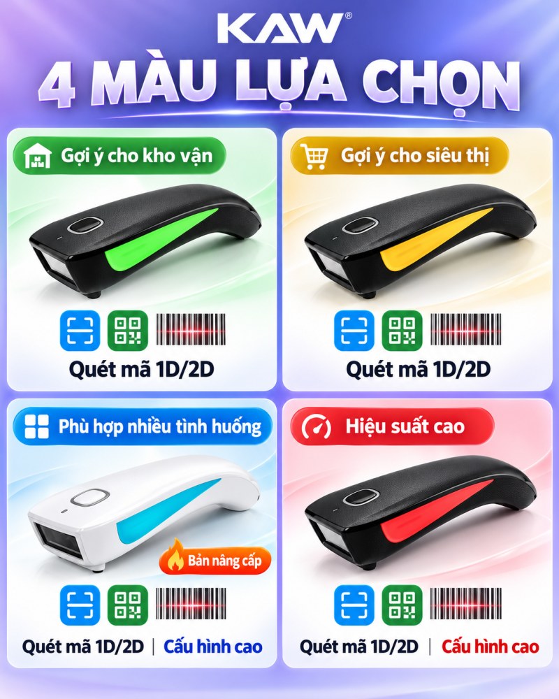 Máy quét mã vạch mini KAW 4 màu lựa chọn
