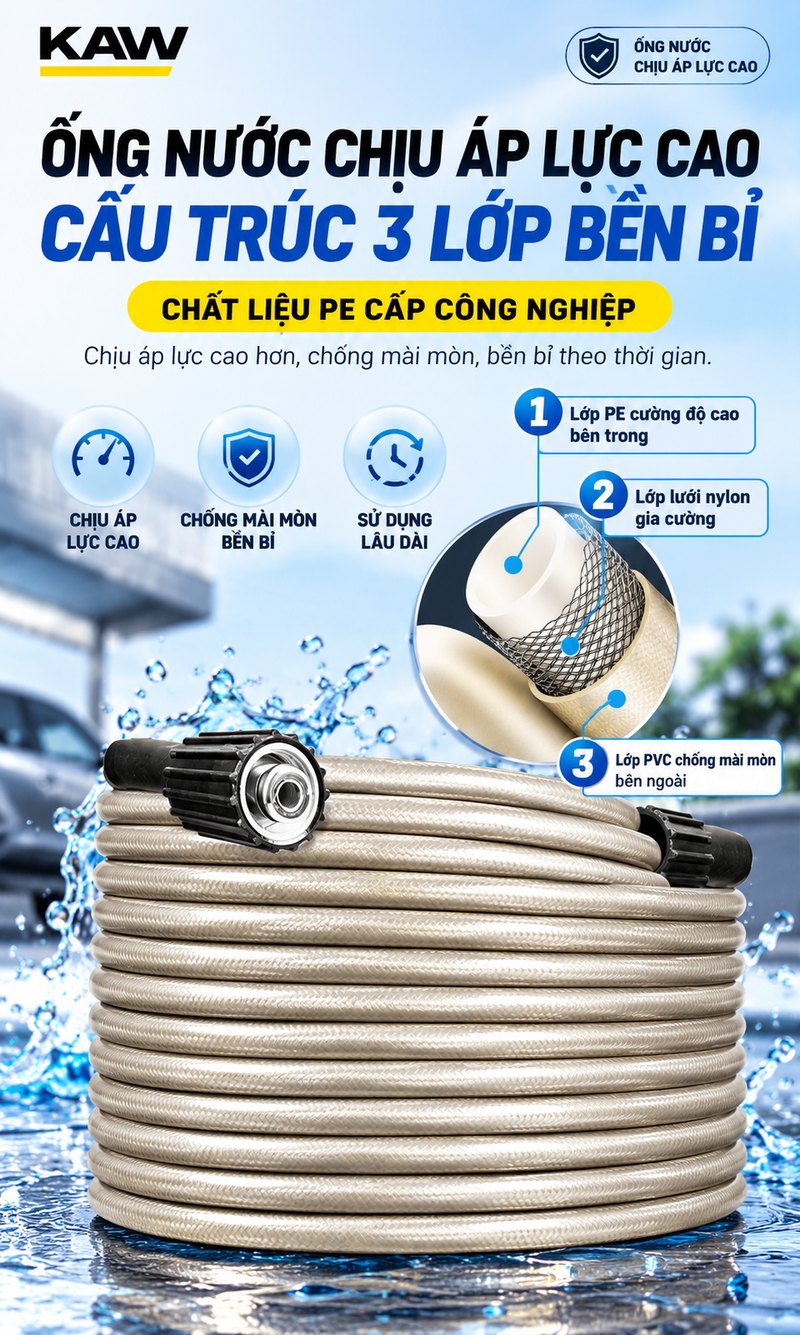 Ống nước chịu áp lực cao cấu trúc 3 lớp
