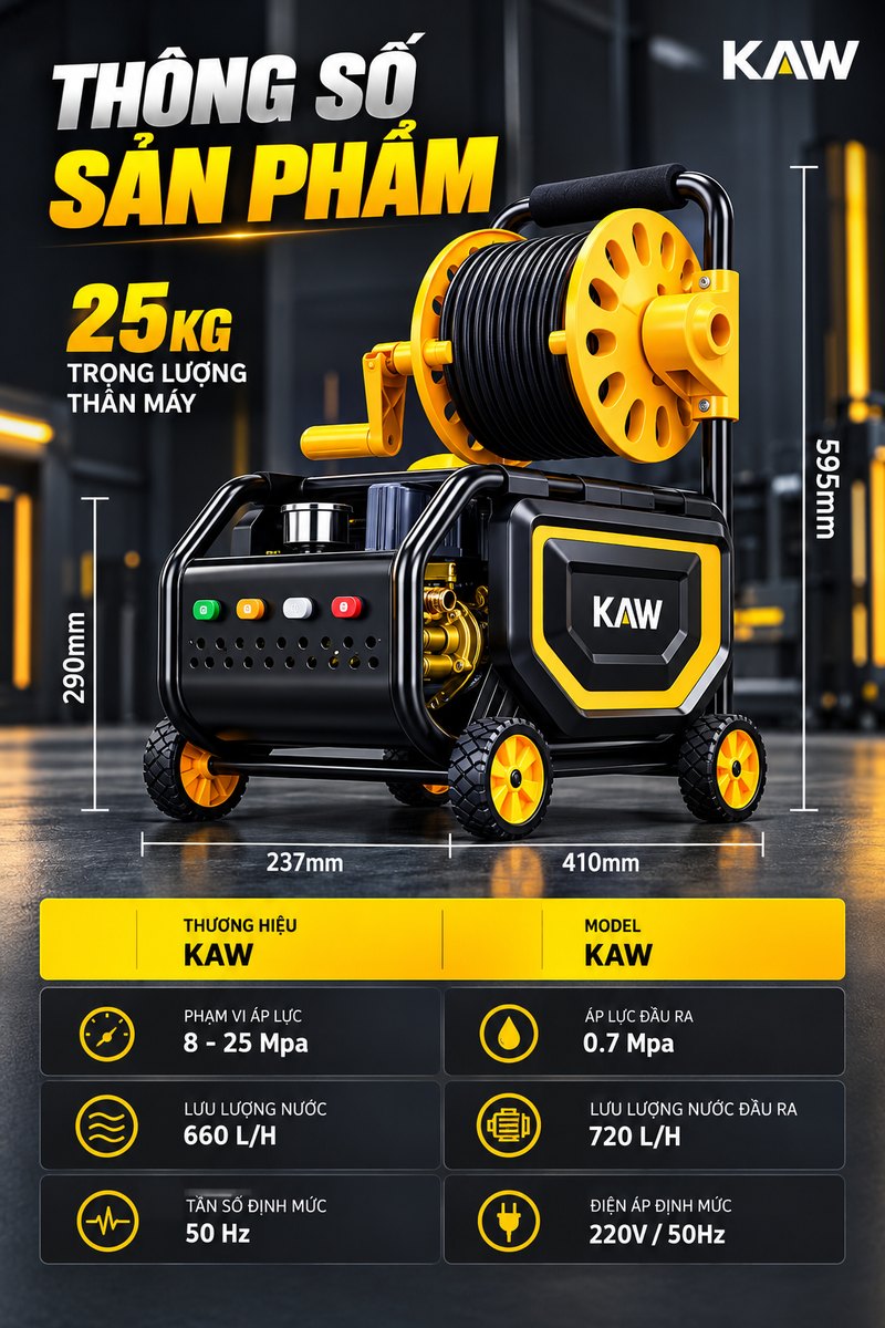 Thông số sản phẩm máy rửa xe KAW 2000W