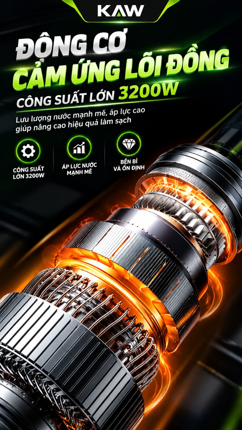 Động cơ cảm ứng lõi đồng công suất 3200W