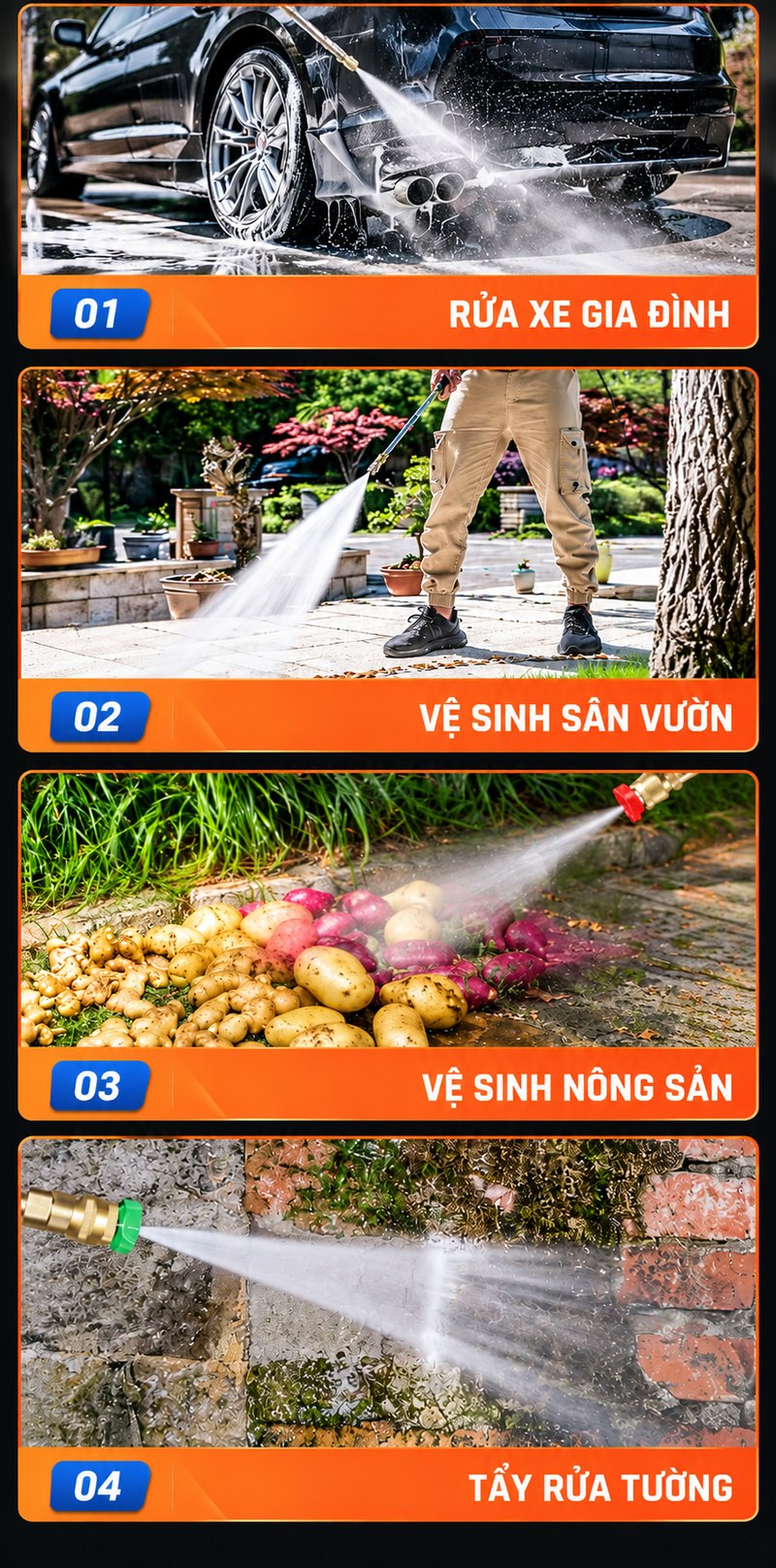 Ứng dụng máy rửa xe KAW 333X