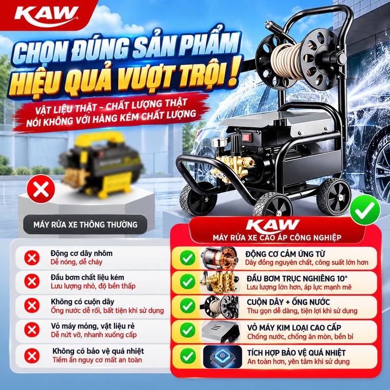 Máy rửa xe KAW so với máy rửa xe thông thường