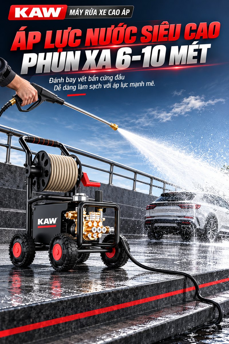 Áp lực nước siêu cao, phun xa 6 – 10 mét