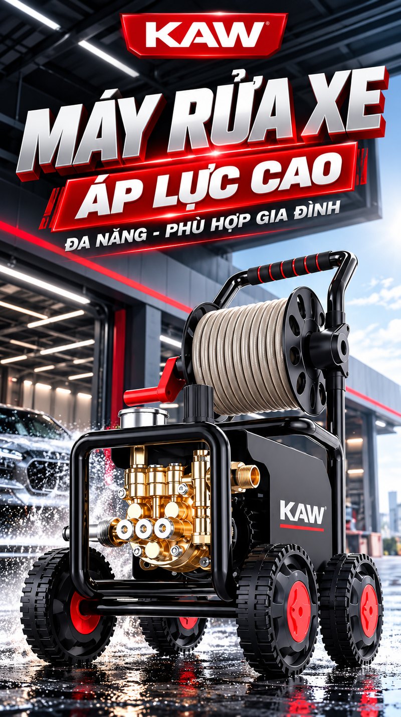 Máy rửa xe áp lực cao KAW đa năng phù hợp gia đình