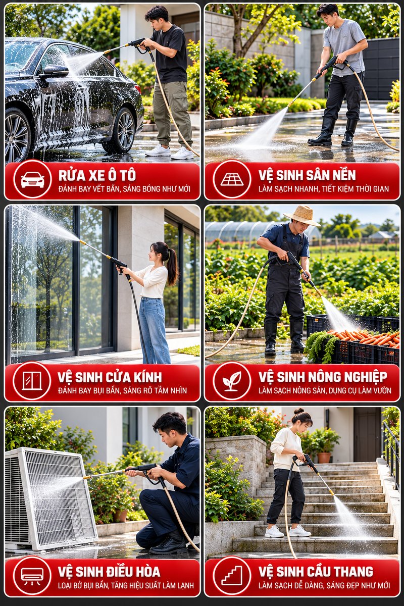 Ứng dụng máy rửa xe KAW 9800
